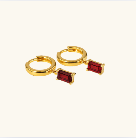 BELLA Gold Hoop Earrings with Birthstone