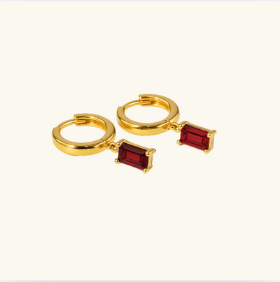 BELLA Gold Hoop Earrings with Birthstone