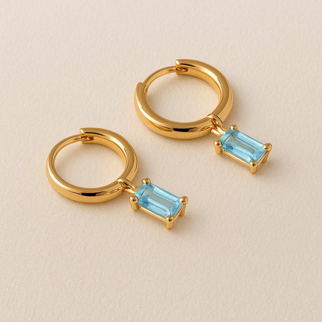 BELLA Gold Hoop Earrings with Birthstone