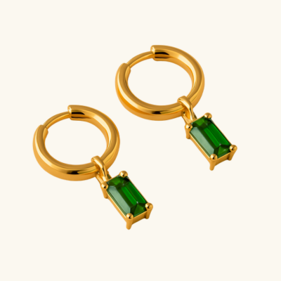BELLA Gold Hoop Earrings with Birthstone