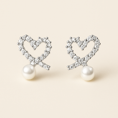 PAREL Zircon Heart Stud Earrings