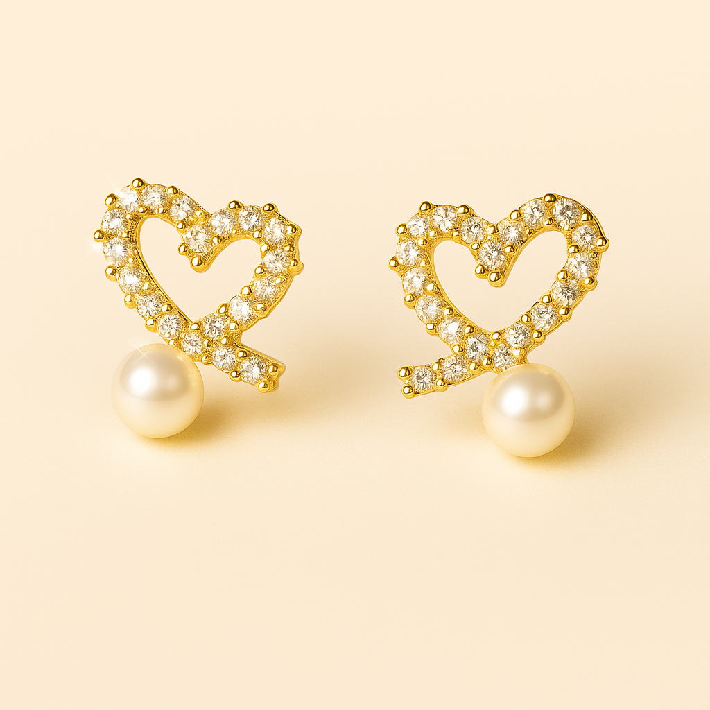 PAREL Zircon Heart Stud Earrings