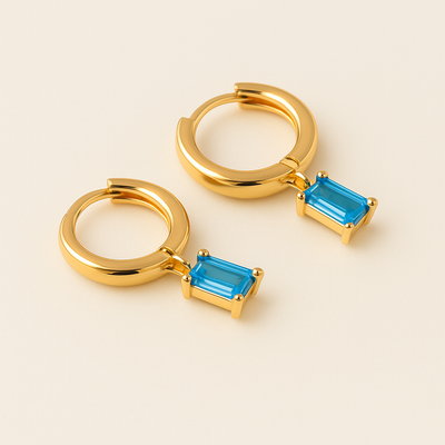 BELLA Gold Hoop Earrings with Birthstone