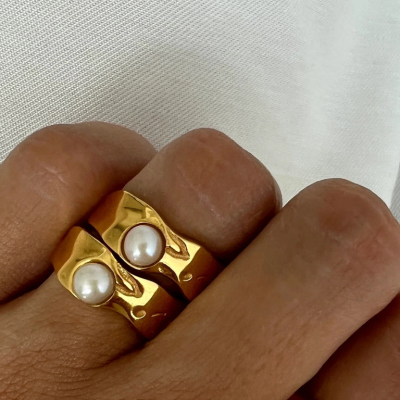 Gold Pearl Ring by SISTA