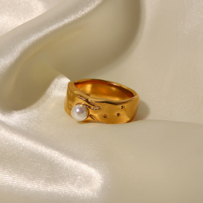 Gold Pearl Ring by SISTA