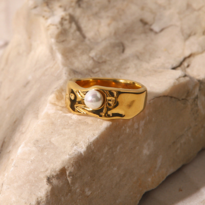 Gold Pearl Ring by SISTA