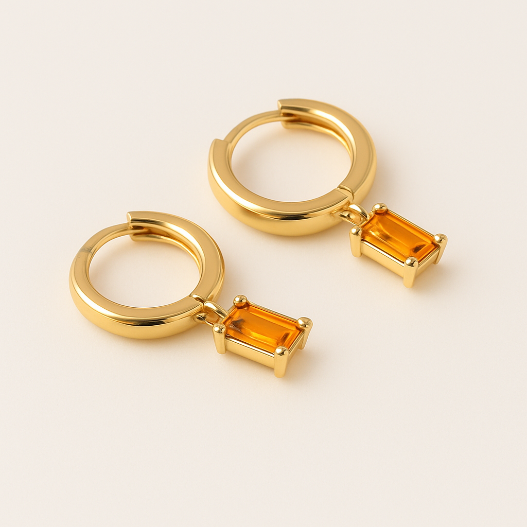BELLA Gold Hoop Earrings with Birthstone