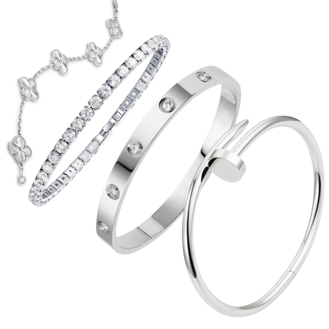 Elegant Silver Stacked Design