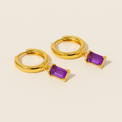 BELLA Gold Hoop Earrings with Birthstone