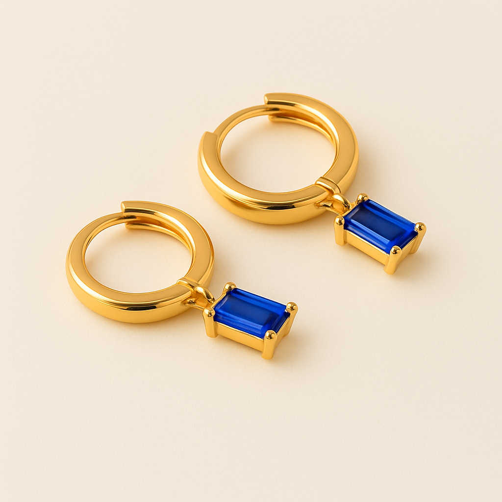 BELLA Gold Hoop Earrings with Birthstone
