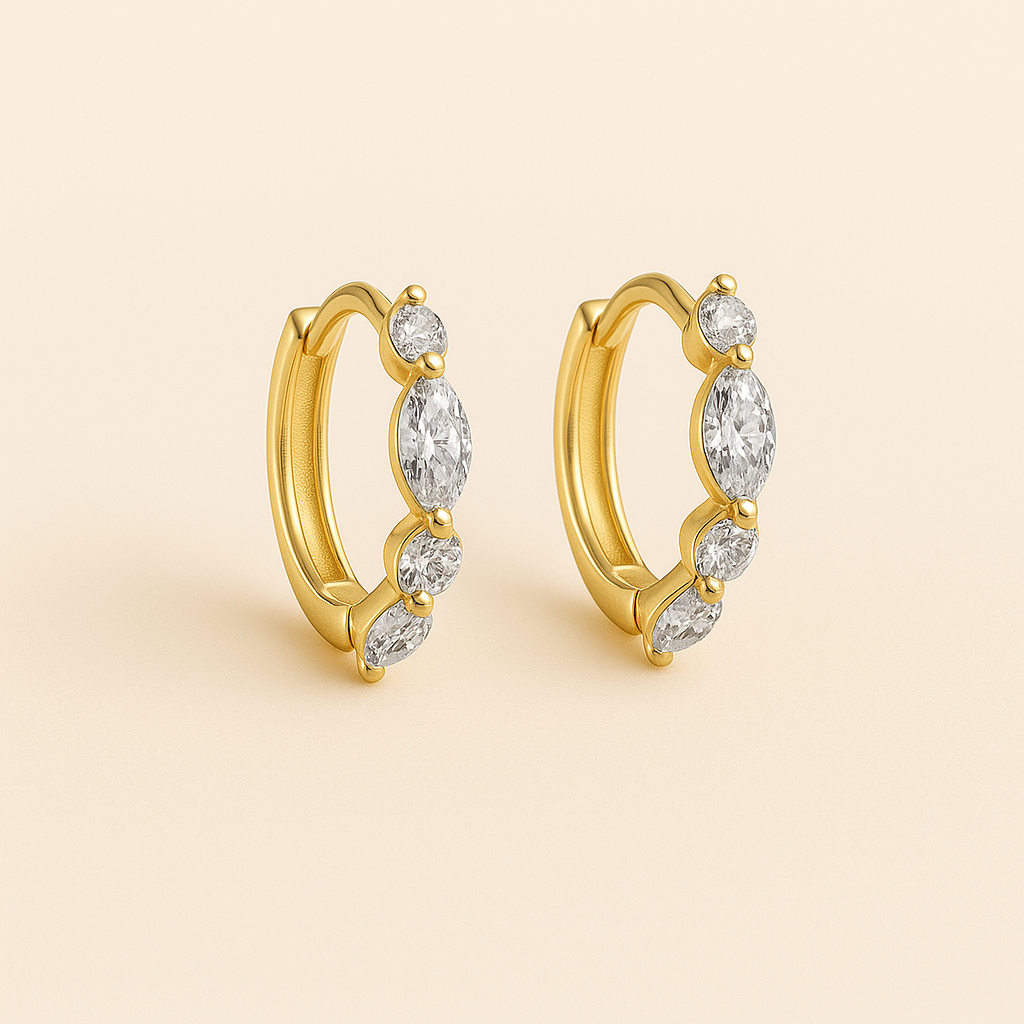 AILA Elegant Gold and Diamond Earrings