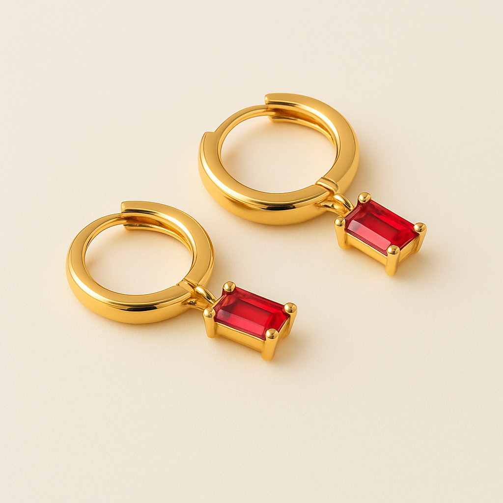 BELLA Gold Hoop Earrings with Birthstone