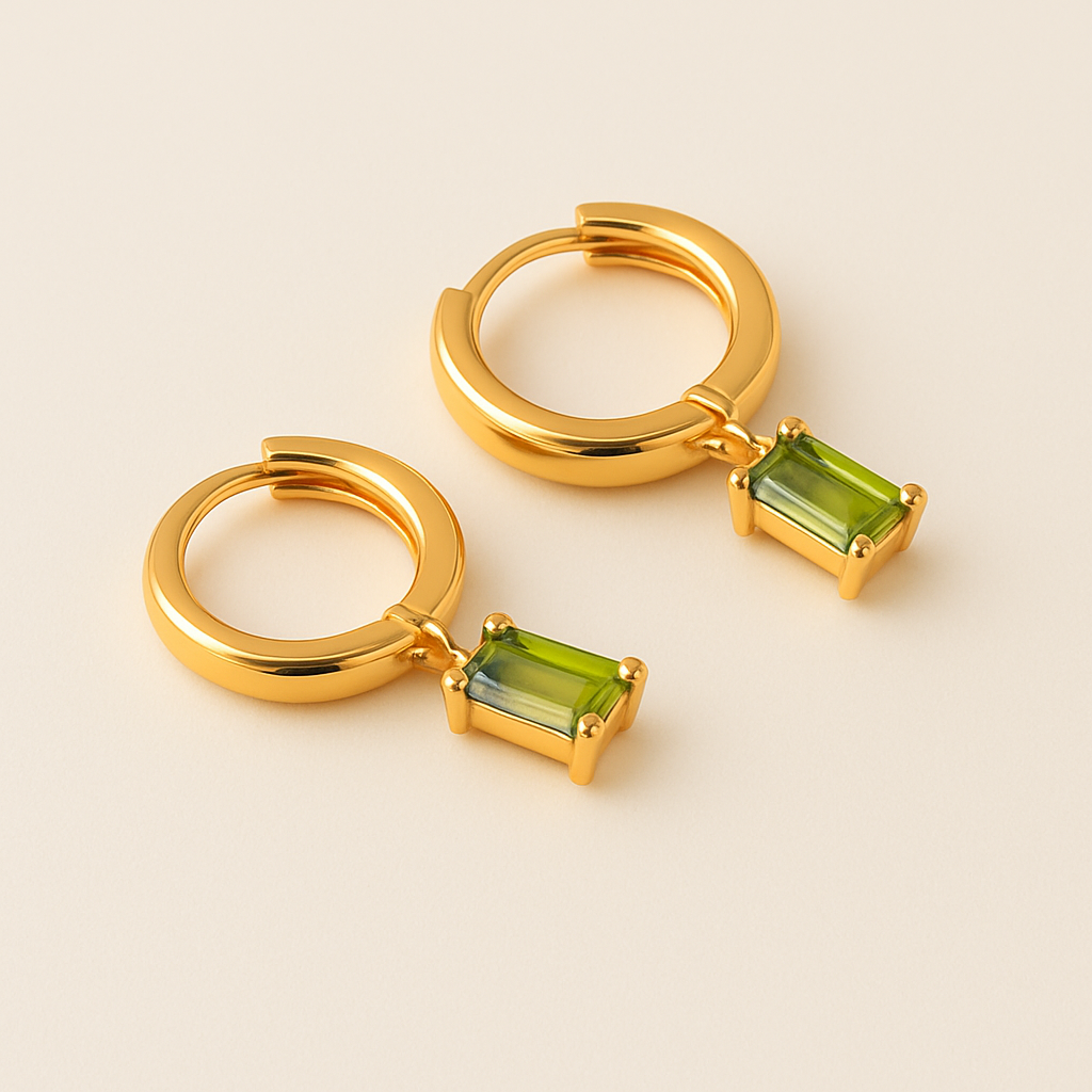 BELLA Gold Hoop Earrings with Birthstone