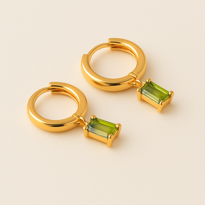 BELLA Gold Hoop Earrings with Birthstone