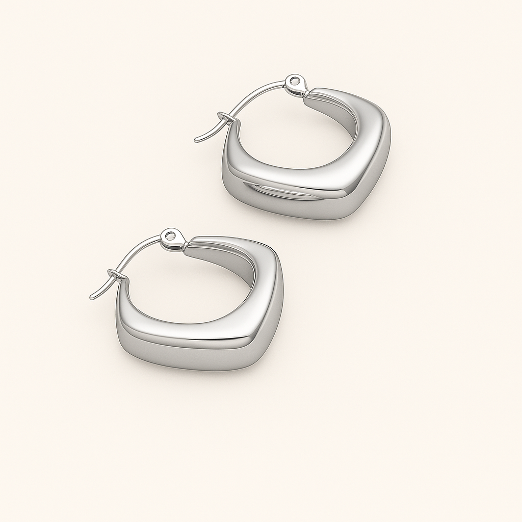 Gold Rhombus Hoop Earrings