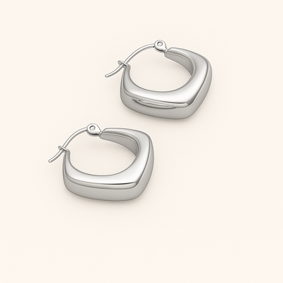 Gold Rhombus Hoop Earrings