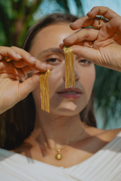 LYRA Gold Tassel Earrings