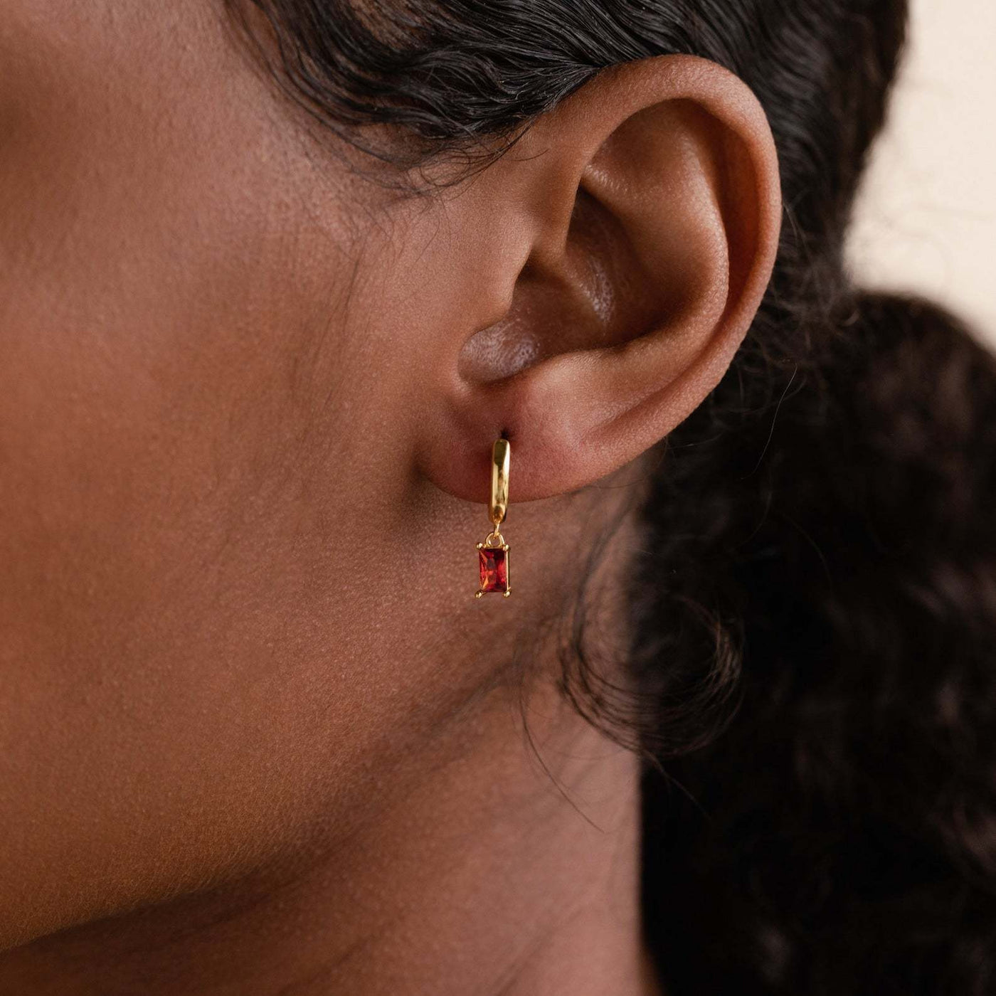 BELLA Gold Hoop Earrings with Birthstone