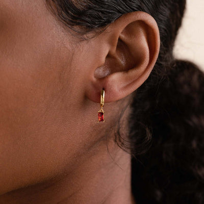 BELLA Gold Hoop Earrings with Birthstone