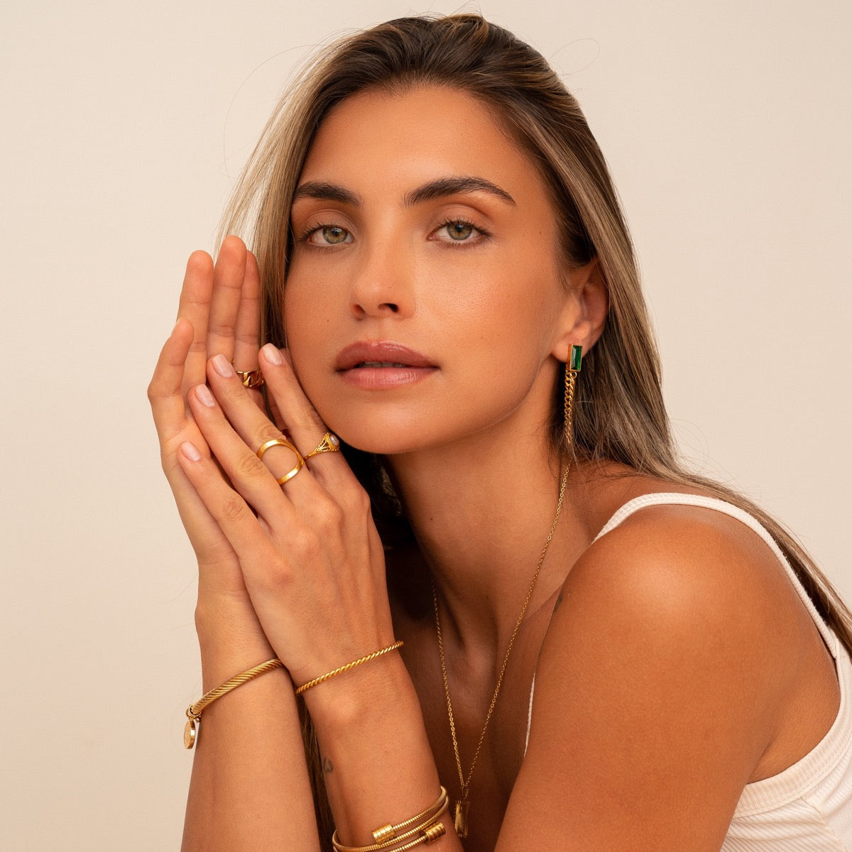 ESMERALDA Gold Link Earrings