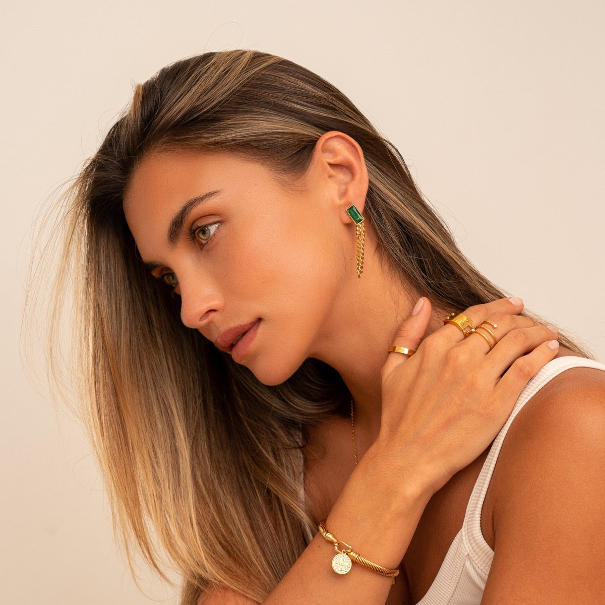 ESMERALDA Gold Link Earrings