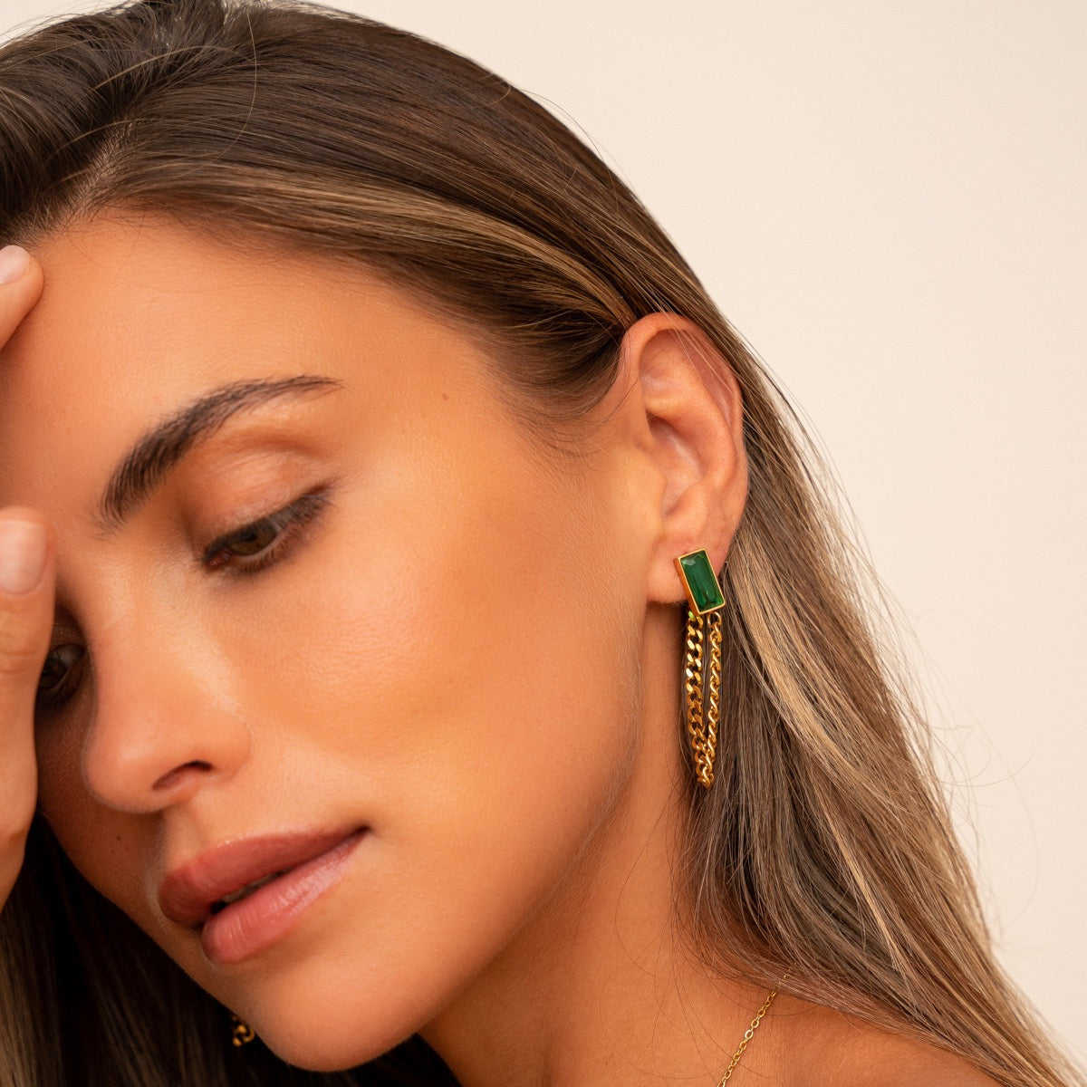 ESMERALDA Gold Link Earrings