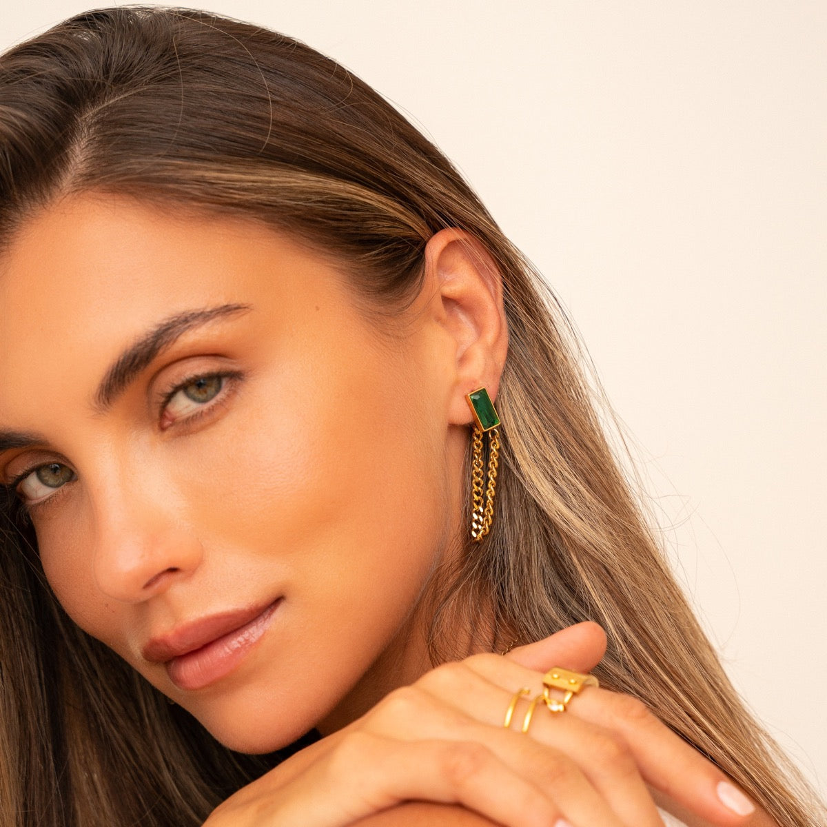 ESMERALDA Gold Link Earrings