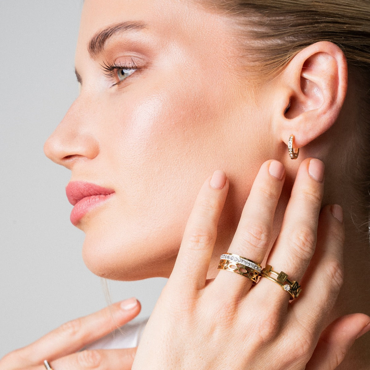 ARIELLE Gold Zirconia Hoop Earrings