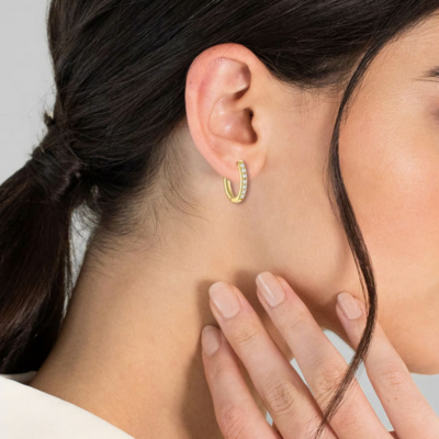 ISA Gold Earrings Featuring Zirconia Accents