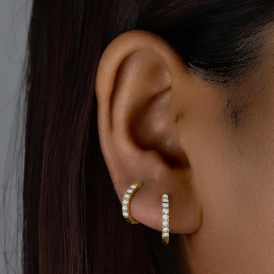 ISA Gold Earrings Featuring Zirconia Accents