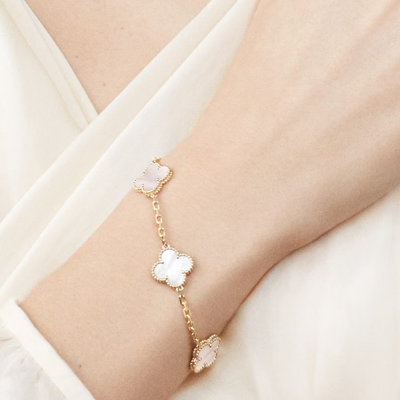 White Four Leaf Clover Luck Bracelet