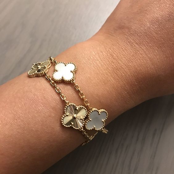 White Four Leaf Clover Luck Bracelet