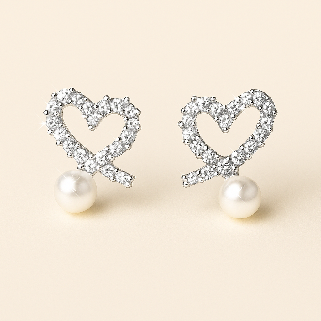 PAREL Zircon Heart Stud Earrings