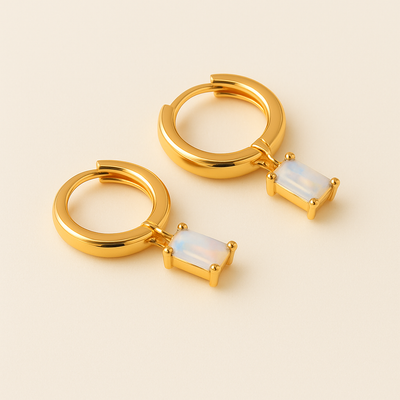 BELLA Gold Hoop Earrings with Birthstone