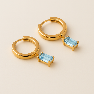 BELLA Gold Hoop Earrings with Birthstone