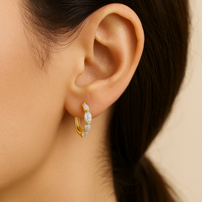 AILA Elegant Gold and Diamond Earrings