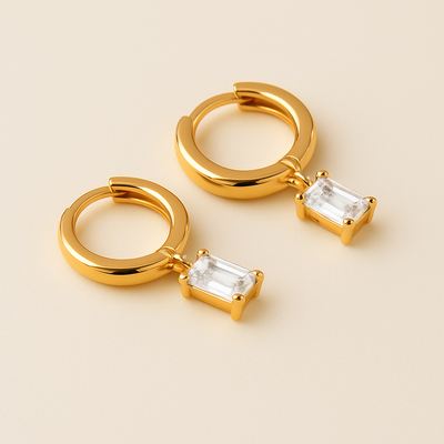BELLA Gold Hoop Earrings with Birthstone