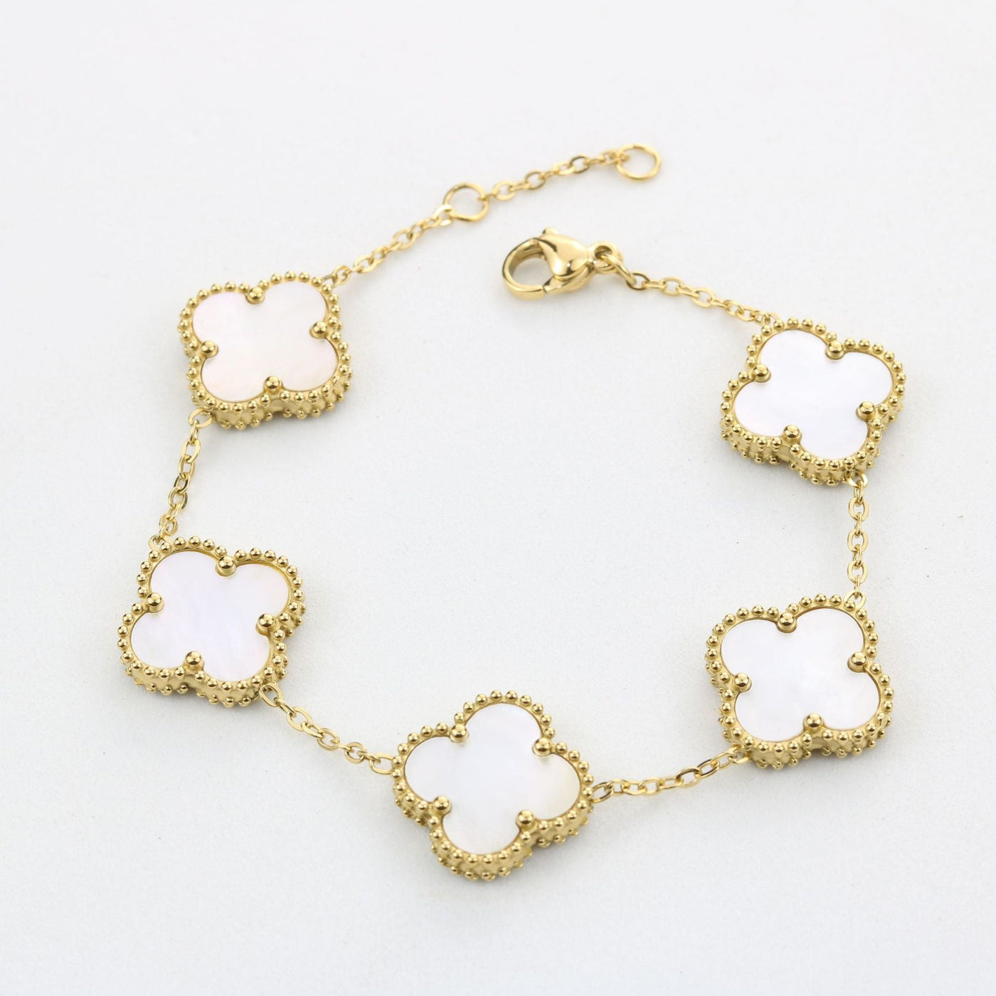 White Four Leaf Clover Luck Bracelet